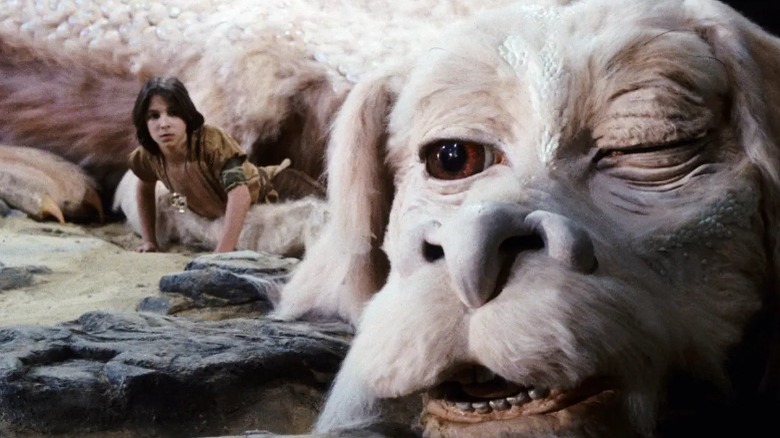 The NeverEnding Story's Falkor winks at Atreyu