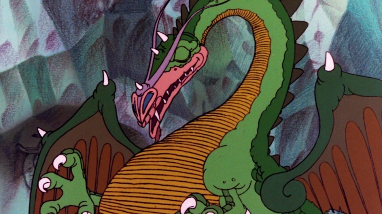 The Flight of Dragons' green dragon with eyes closed