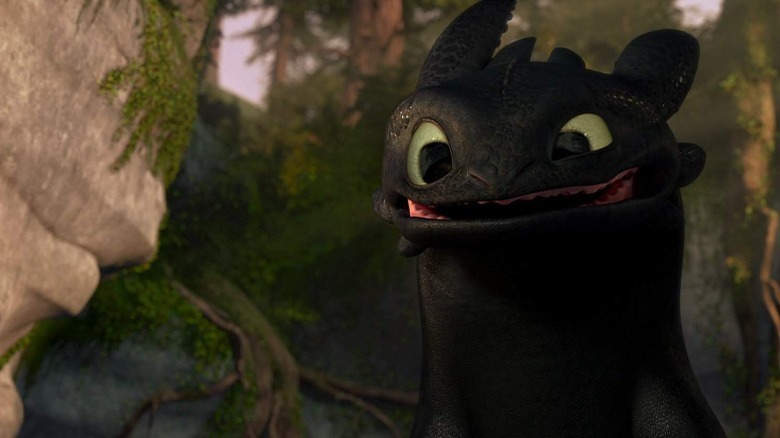 How to Train Your Dragon's Toothless grins toothlessly