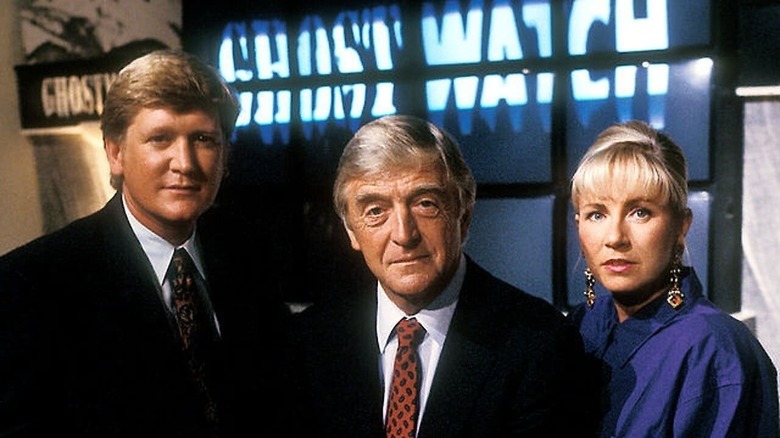 Michael Parkinson, Sarah Greene, Mike Smith presenting Ghostwatch