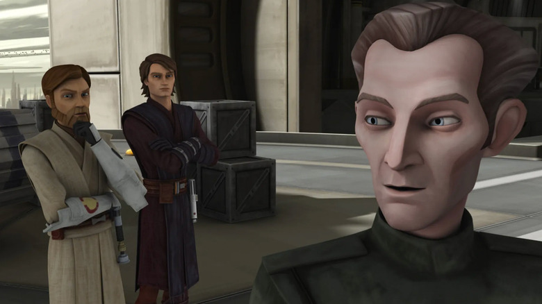 Obi-Wan and Anakin part with Tarkin in the Clone Wars episode Citadel Rescure