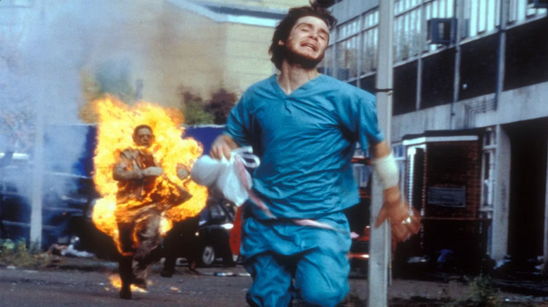 28 Days Later Jim runs from a burning infected