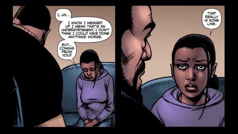 Mother's Milk and Janine having a conversation in The Boys comics