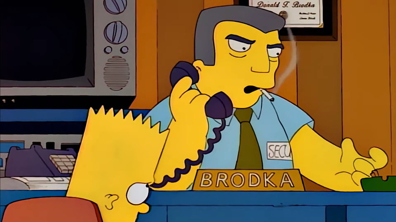 The Simpsons, Bart and security guard Brodka