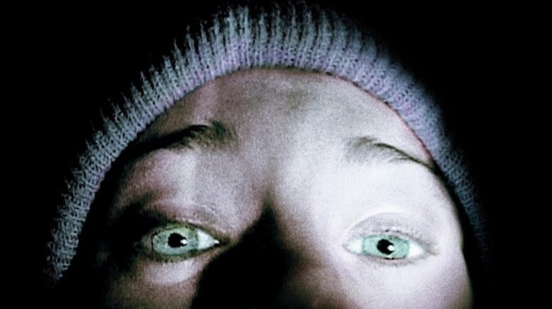 Close up of Heather's eyes and forehead in Blair Witch Project