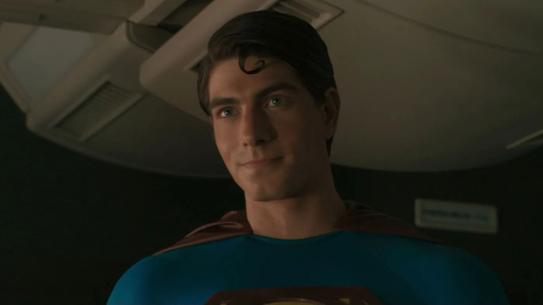 Superman grinning inside of a plane in Superman Returns