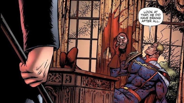 Homelander holding president's skull in The Boys comics